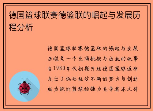 德国篮球联赛德篮联的崛起与发展历程分析